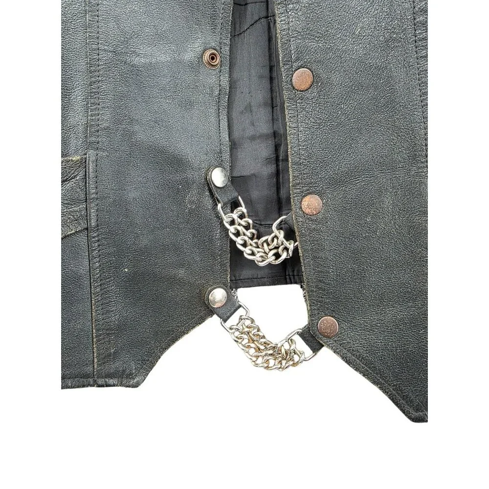 Harley-Davidson Vanguard Leather Vest Size 42 Black Mens Western Style With Eagl